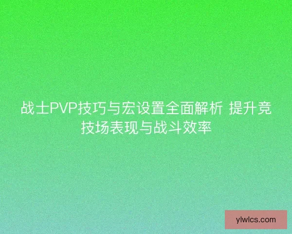 战士PVP技巧与宏设置全面解析 提升竞技场表现与战斗效率