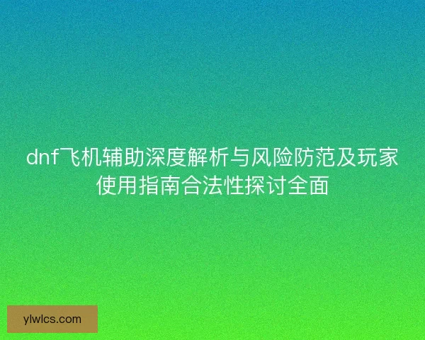 dnf飞机辅助深度解析与风险防范及玩家使用指南合法性探讨全面