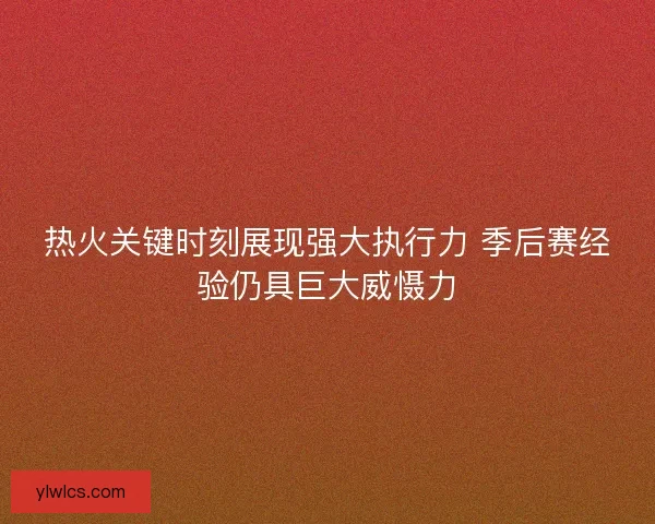 热火关键时刻展现强大执行力 季后赛经验仍具巨大威慑力